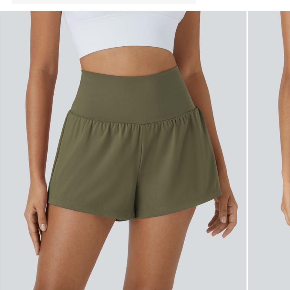 Olive Green Women's High-Waisted Shorts